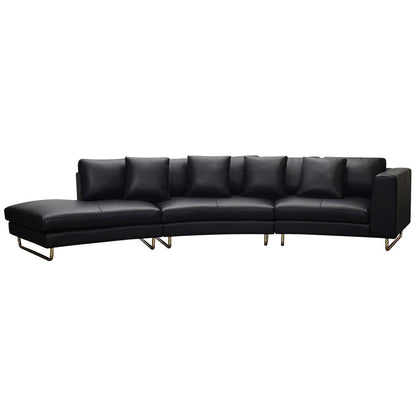 Moran Arcadia Extended Leather Chaise Sofa Caramel