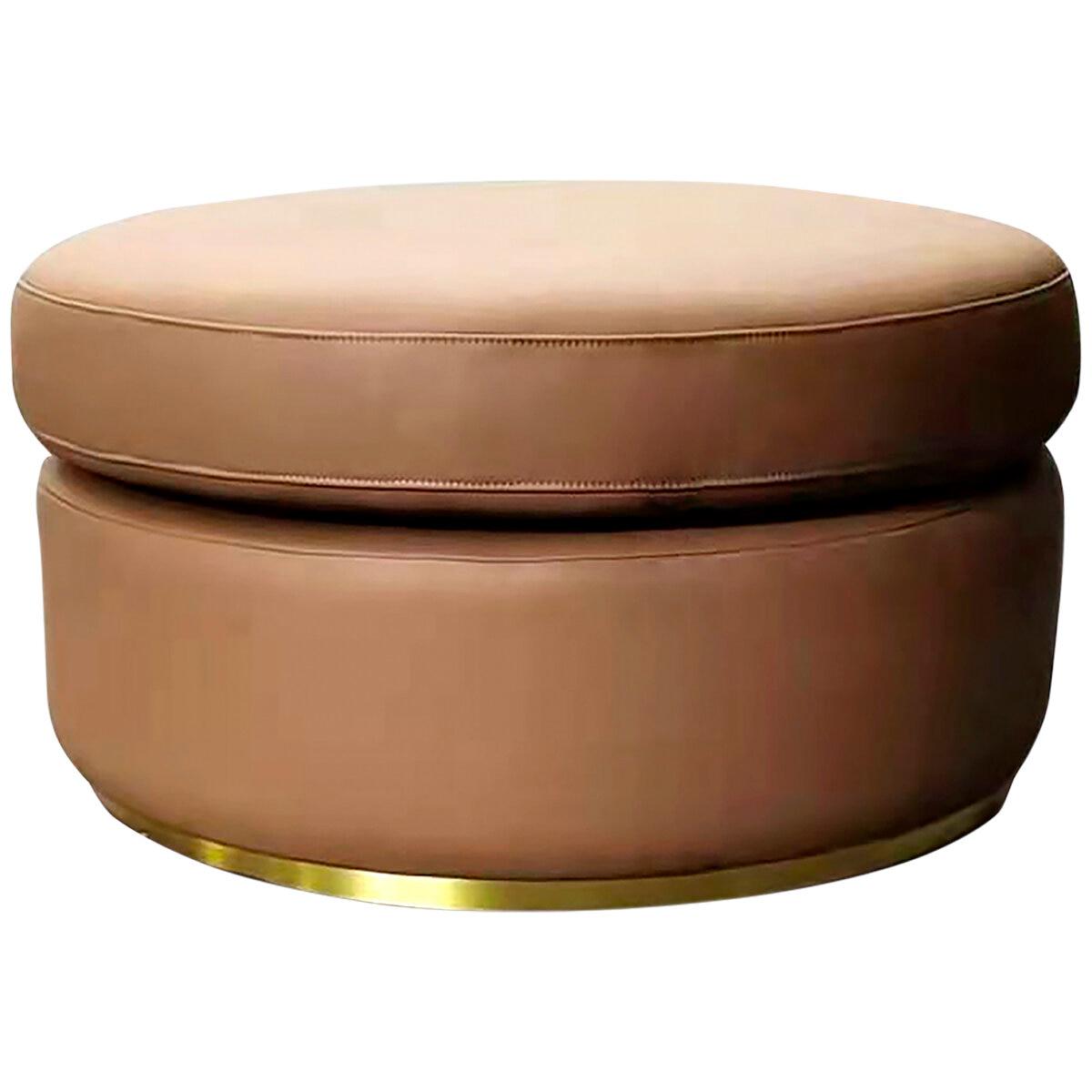 Moran Arcadia Round Ottoman Onyx