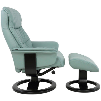 Moran Fjords Anne R-Base Large Chair and Ottoman Sea Green