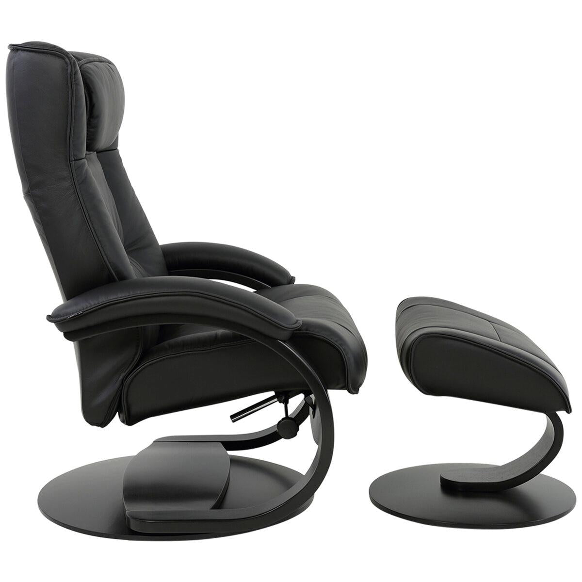 Moran Fjords Regent C-Base Large Chair and Ottoman Black