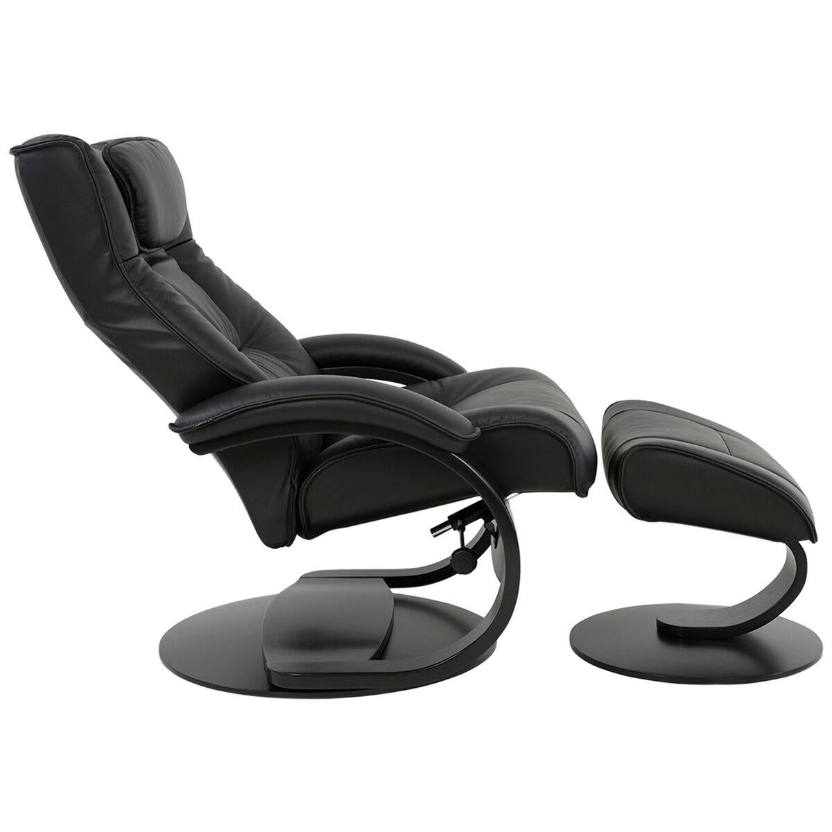 Moran Fjords Regent C-Base Large Chair and Ottoman Black