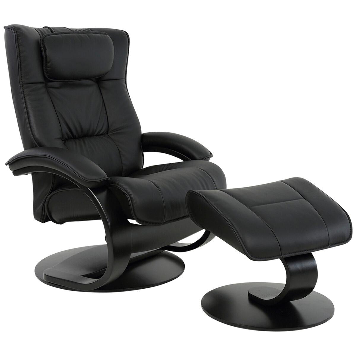 Moran Fjords Regent C-Base Large Chair and Ottoman Black