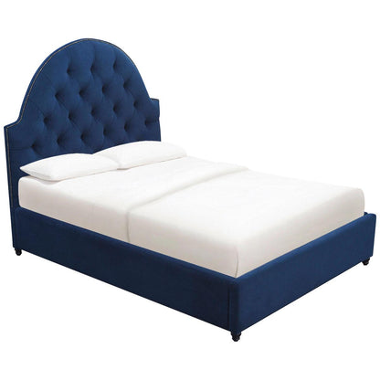 Moran Princess Double BedHead With Encasement and Slatted Base Plush Indigo