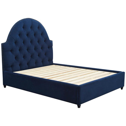 Moran Princess Double BedHead With Encasement and Slatted Base Plush Indigo