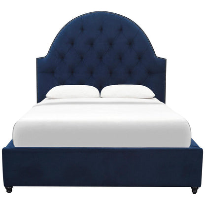 Moran Princess Double BedHead With Encasement and Slatted Base Plush Indigo