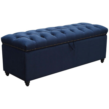 Moran Princess Fabric Storage Ottoman Plush Indigo