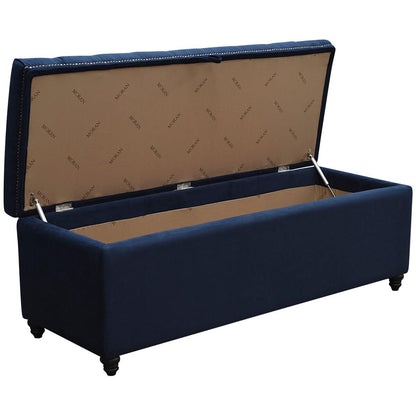 Moran Princess Fabric Storage Ottoman Plush Indigo