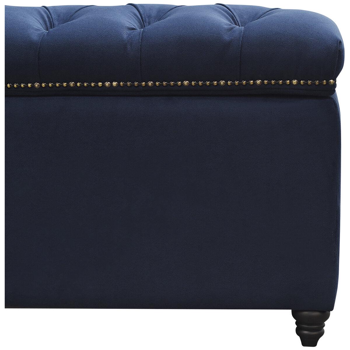 Moran Princess Fabric Storage Ottoman Plush Indigo
