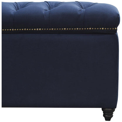 Moran Princess Fabric Storage Ottoman Plush Indigo