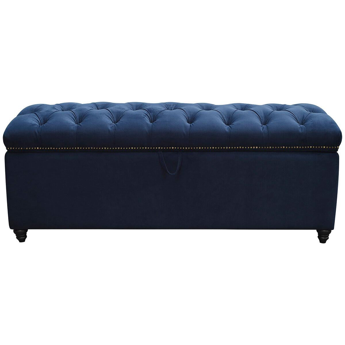 Moran Princess Fabric Storage Ottoman Plush Indigo