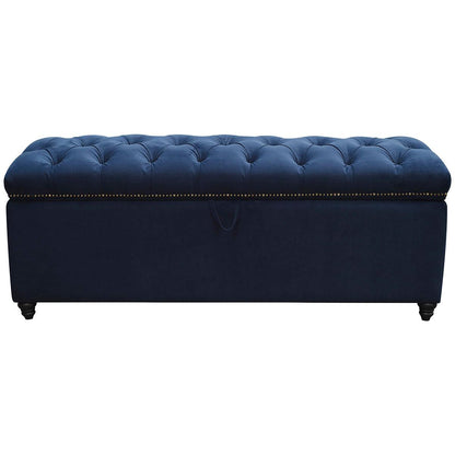 Moran Princess Fabric Storage Ottoman Plush Indigo