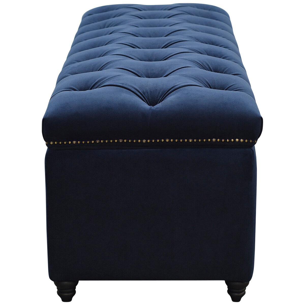 Moran Princess Fabric Storage Ottoman Plush Indigo