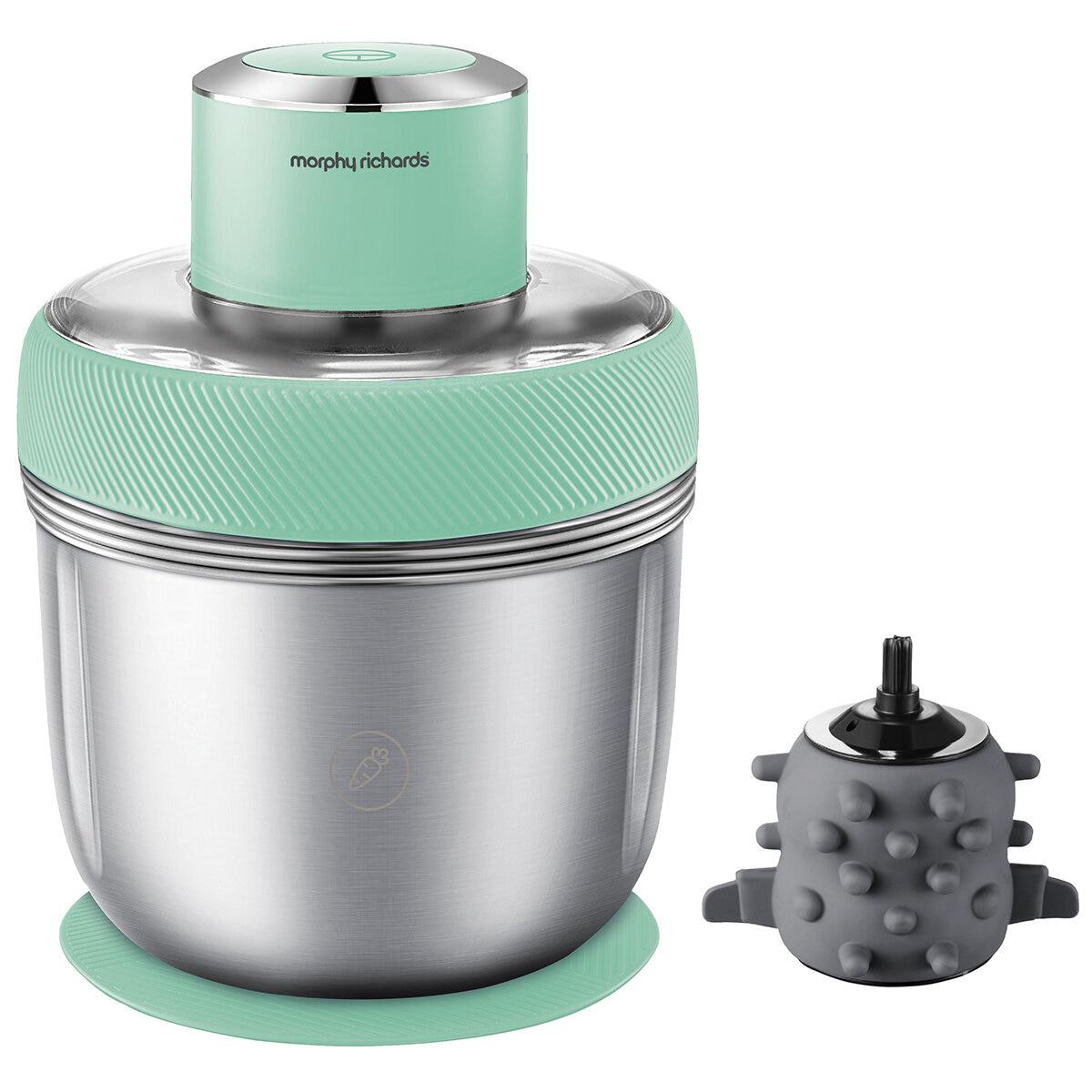 Morphy Richards Electric Chopper With 3 Bowls And Accessories Spearmint Green MRCH35SG