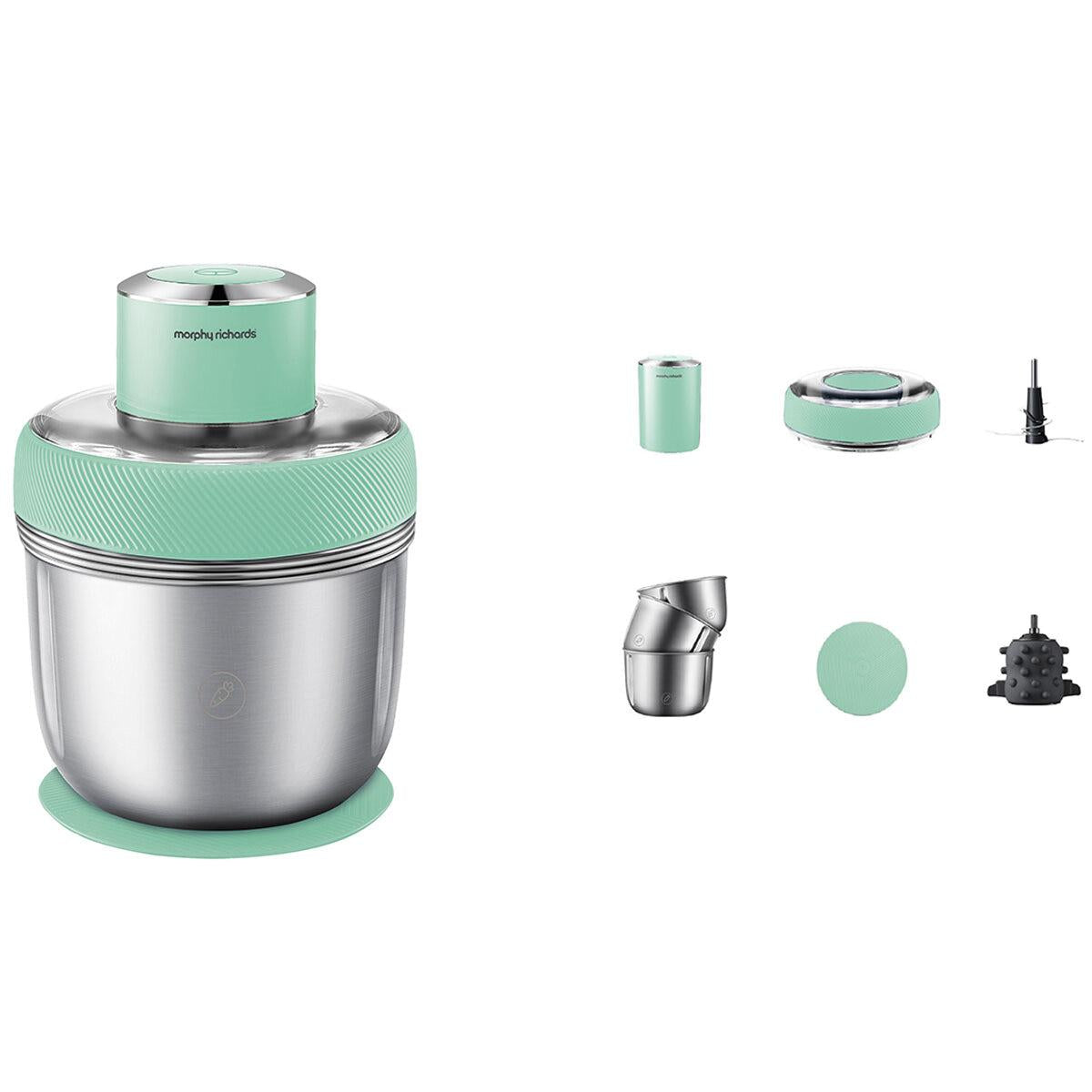 Morphy Richards Electric Chopper With 3 Bowls And Accessories Spearmint Green MRCH35SG
