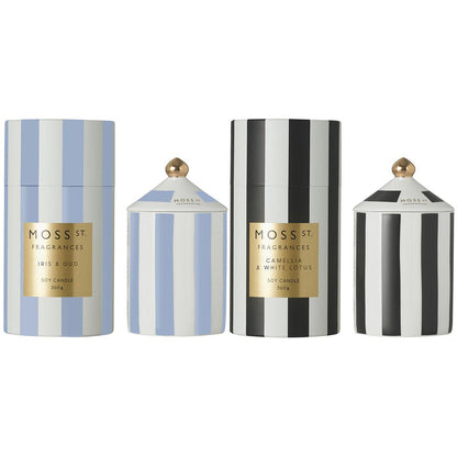 Moss St Ceramic Candles 2 Pack x 360g Camellia and White Lotus And Iris and Oud