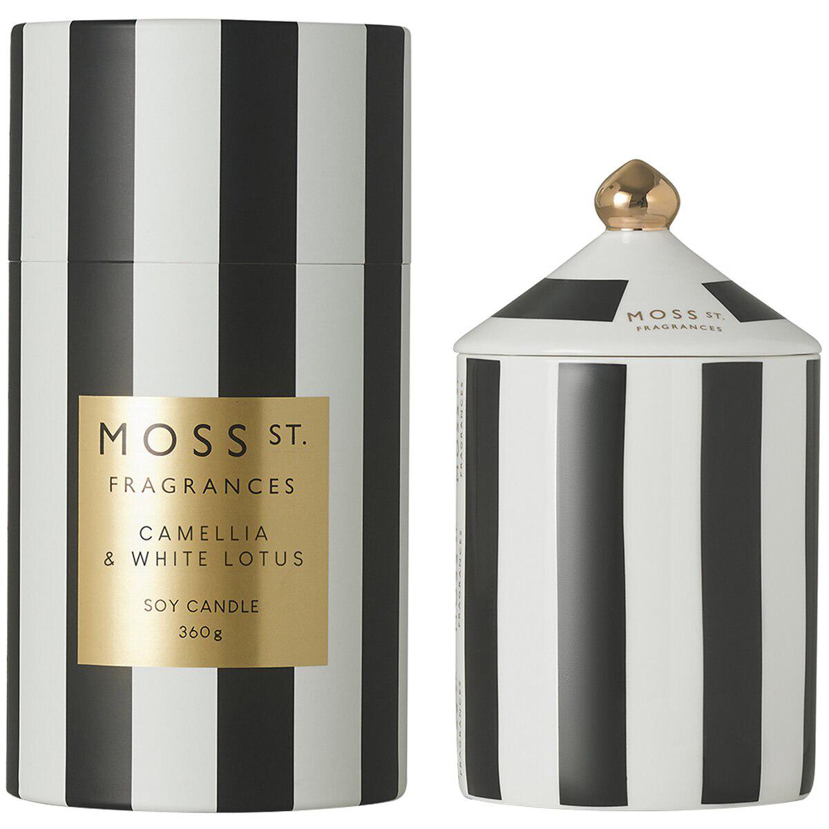 Moss St Ceramic Candles 2 Pack x 360g Camellia and White Lotus And Iris and Oud