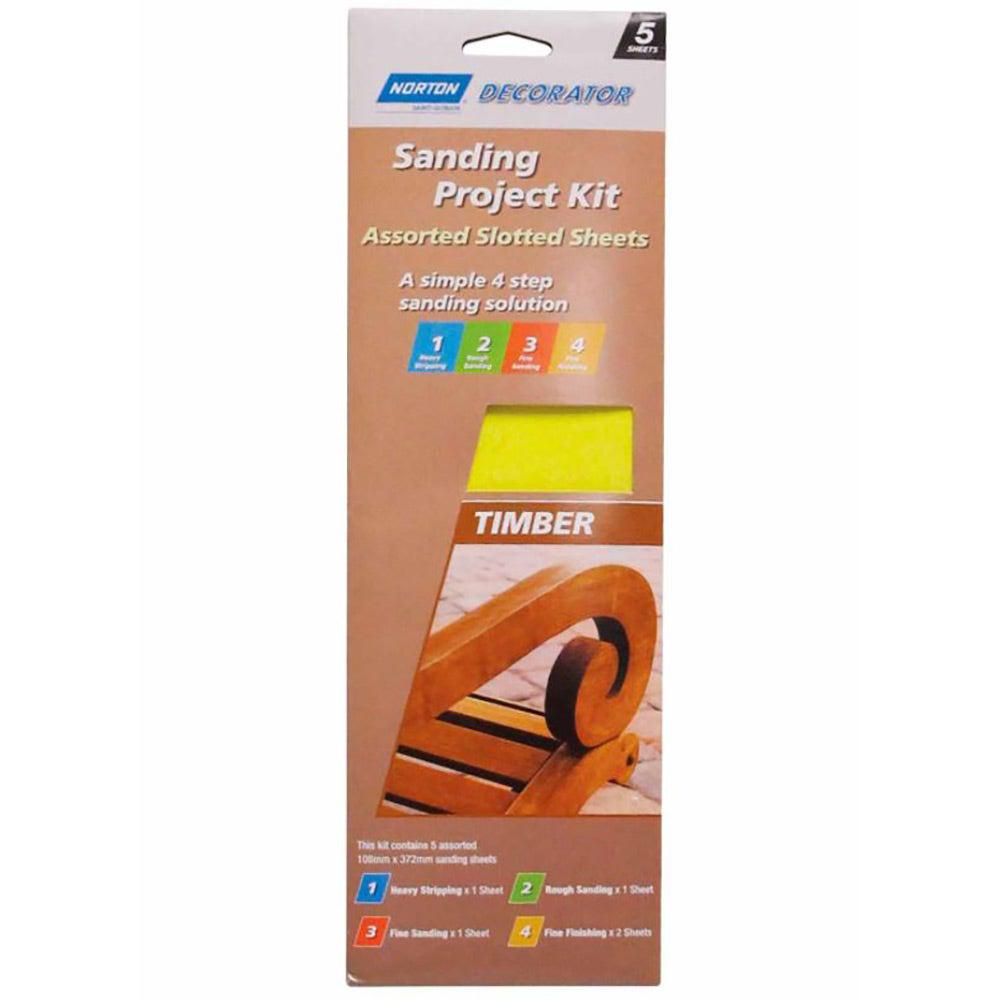 NORTON 108 x 372mm Mixed Timber Sanding Sheet - 5 Piece