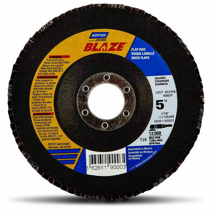 NORTON 125mm 60-Grit Ceramic Angled Flap Disc - BLAZE