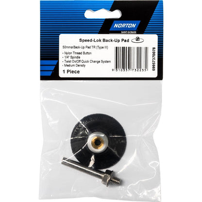 NORTON 50mm Mounted Quick-Change Backing Pad - SPEEDLOK