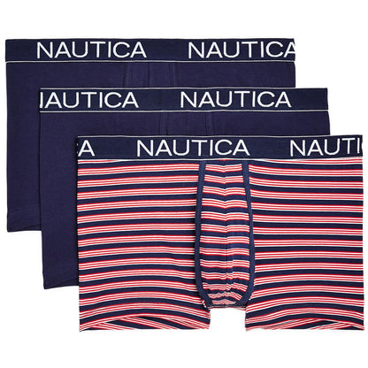 Nautica Men's 3pk Trunks Peacoat and Stripe