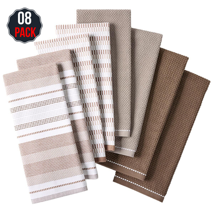 Culinary Classics Shelby Kitchen Towel 8 Pack Mocha