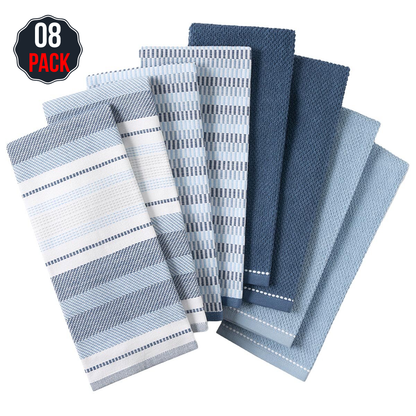 Culinary Classics Shelby Kitchen Towel 8 Pack Blue