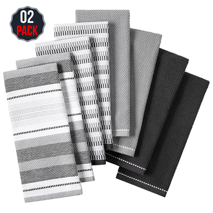 Culinary Classics Shelby Kitchen Towel 8 Pack Black