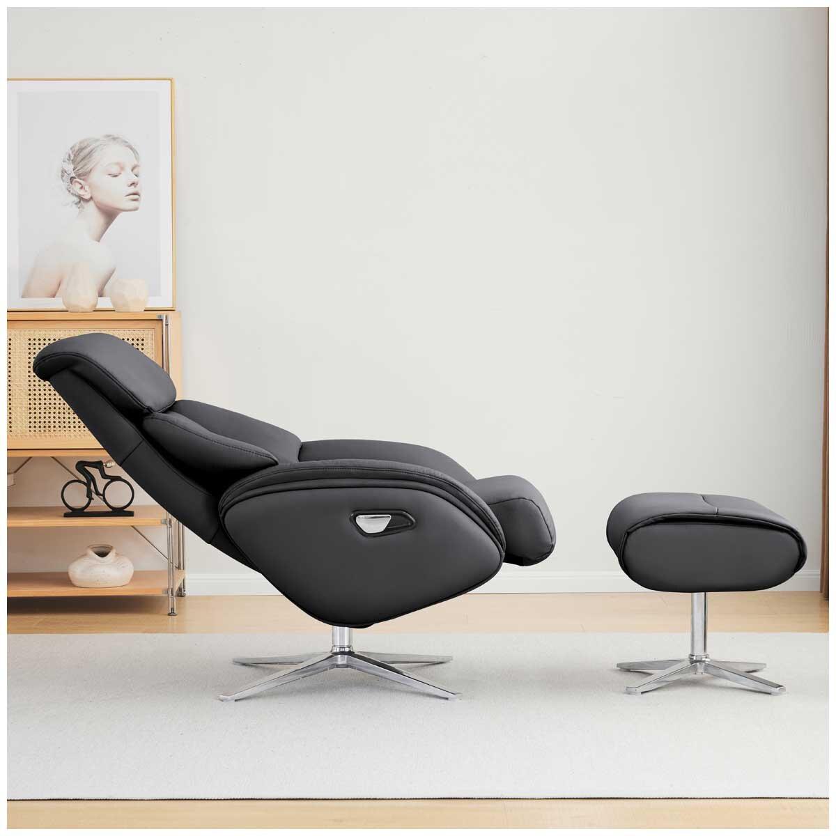 Northridge Home Leather Manual Recliner With Ottoman