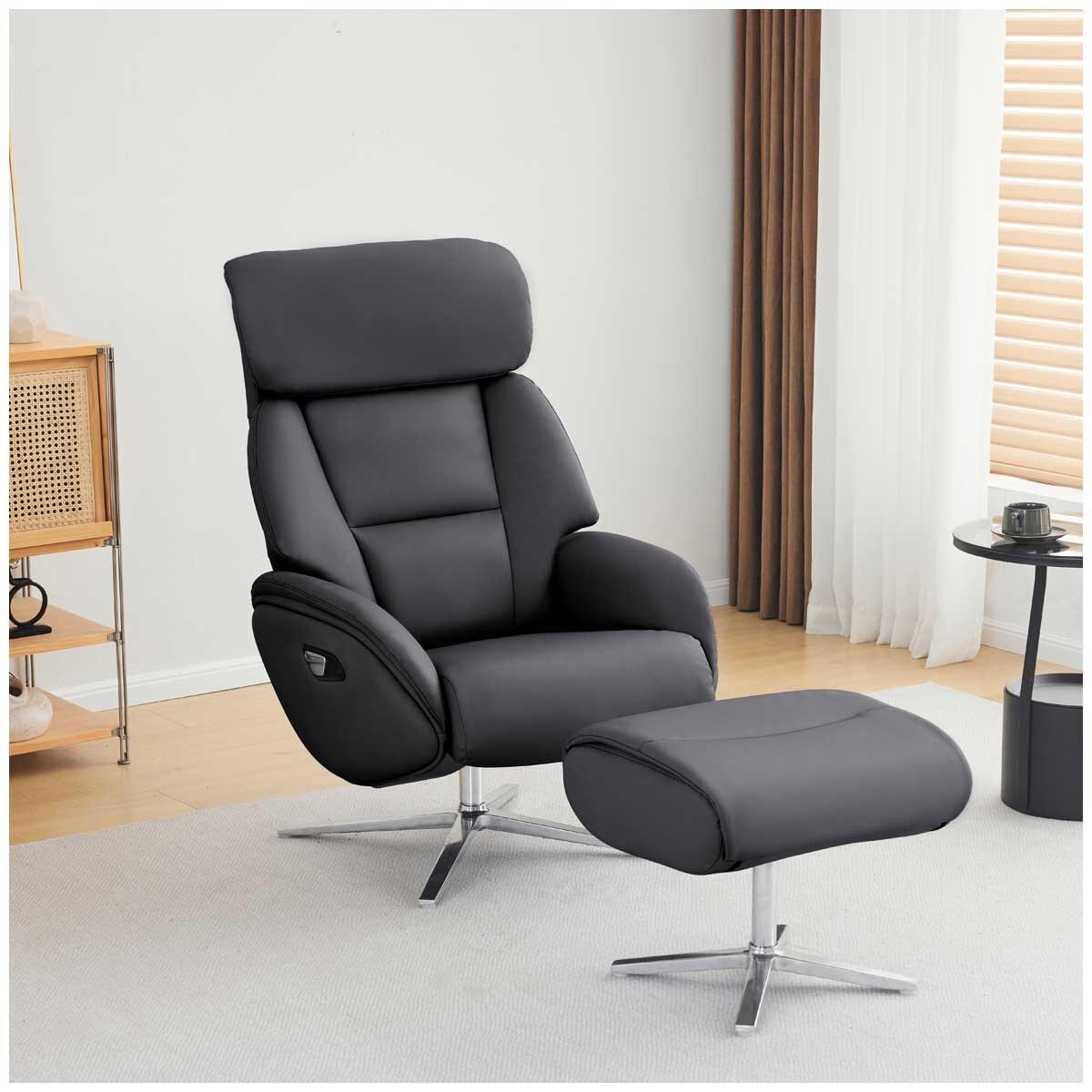 Northridge Home Leather Manual Recliner With Ottoman