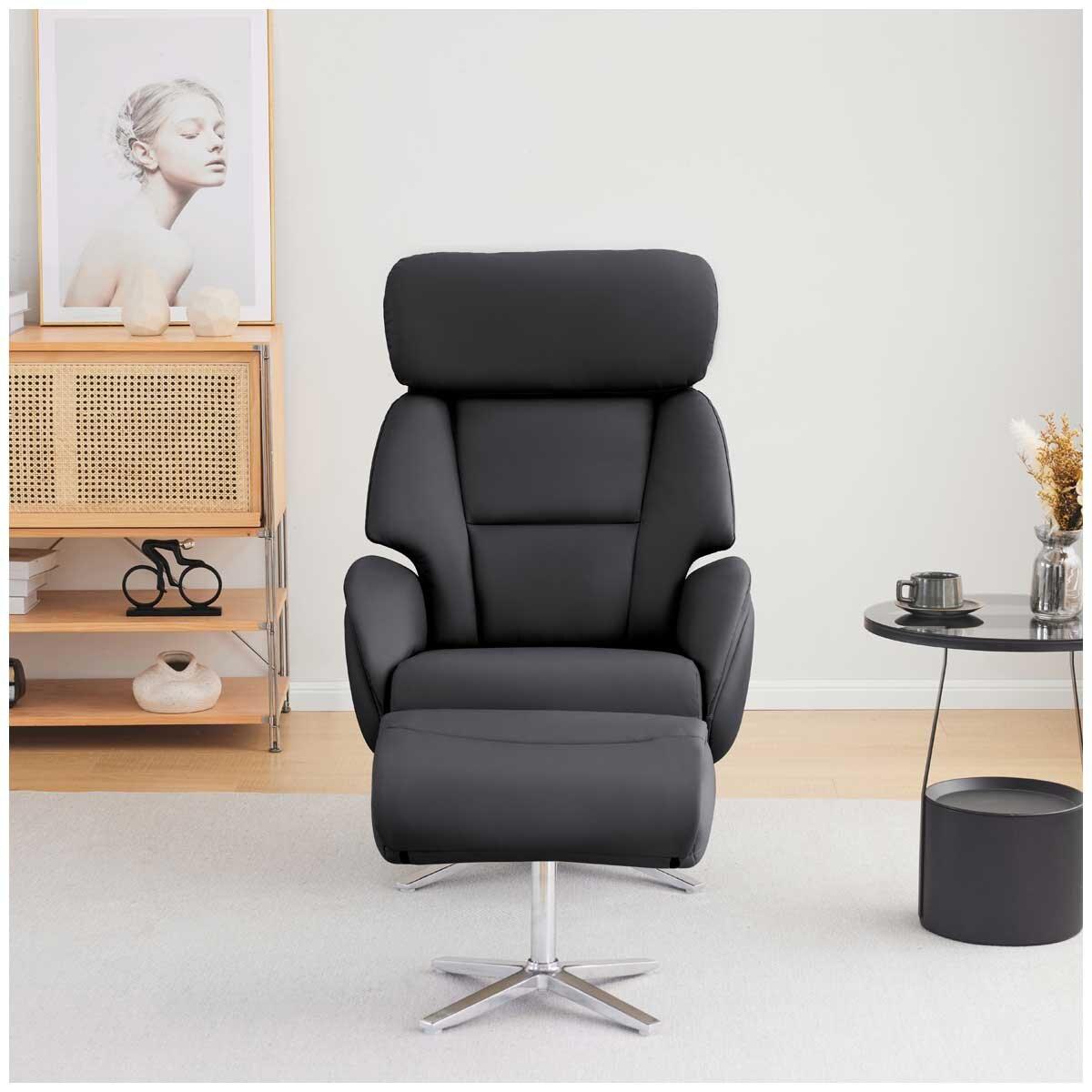 Northridge Home Leather Manual Recliner With Ottoman