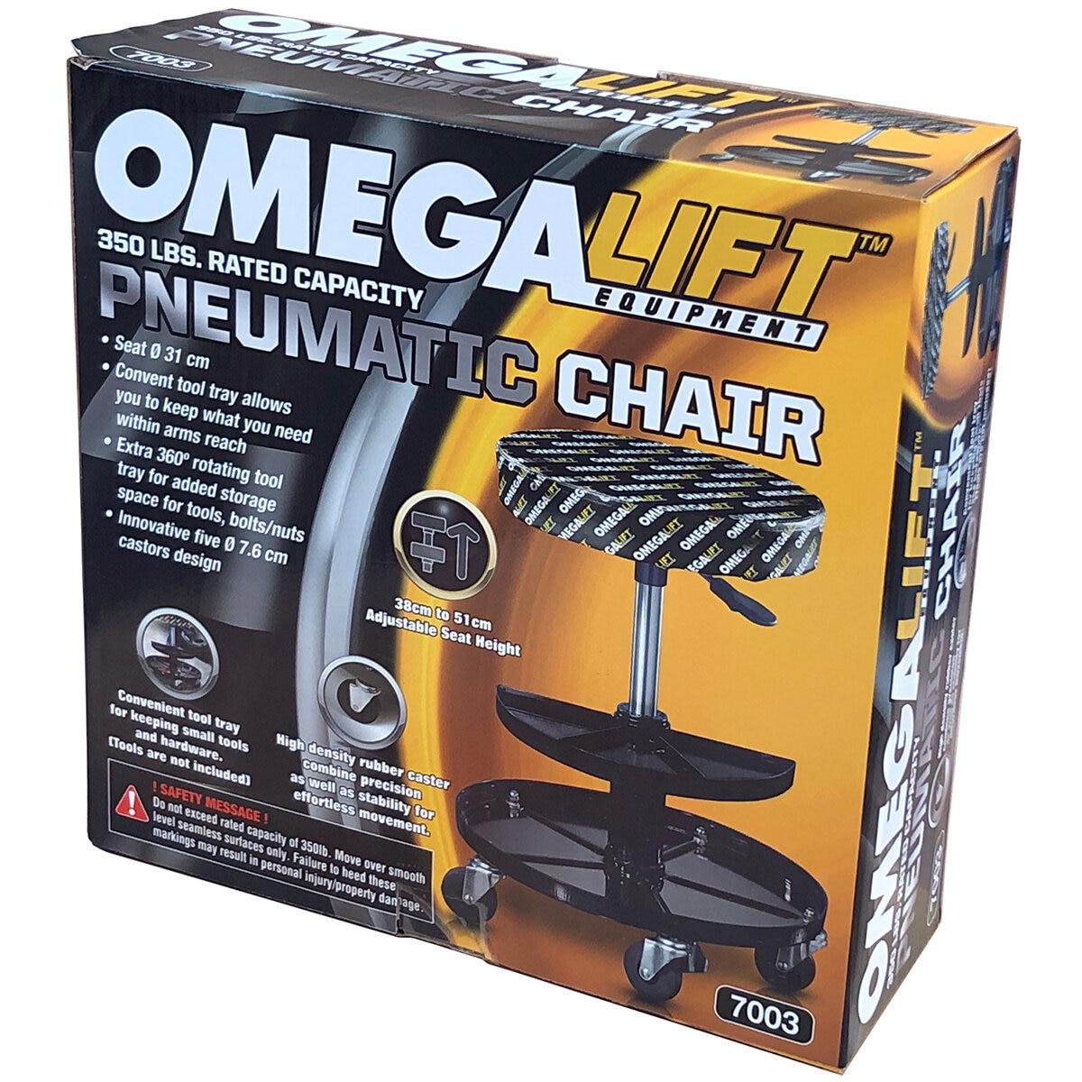 OMEGALIFT 160kg Pneumatic Garage Seat with 2 Layers Tool Trays