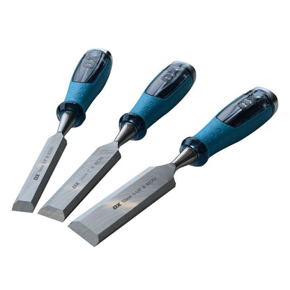 OX 3pc 19 25 32 Strike Cap Thru Tang Wood Chisel Set OX-P3709033