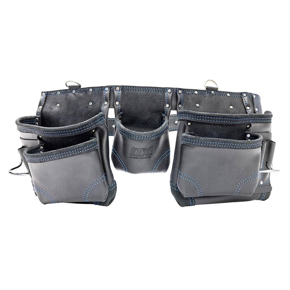OX Trade Black Leather 12 Pocket Construction Apron OX-T265601