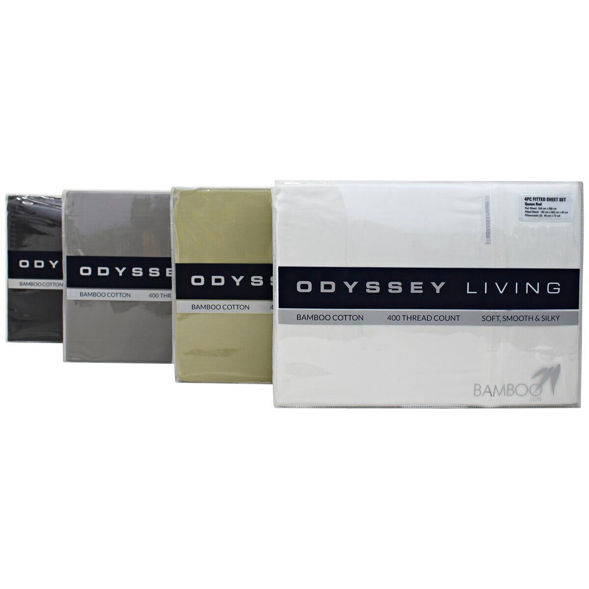 Odyssey Living 400Thread Count Bamboo 4 Piece Sheet Set Queen