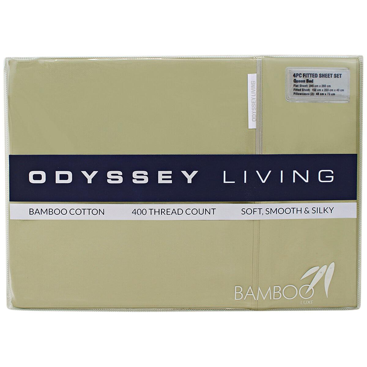 Odyssey Living 400Thread Count Bamboo 4 Piece Sheet Set Queen