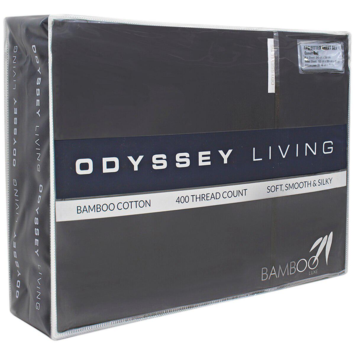 Odyssey Living 400 Thread Count Bamboo 4 Piece Sheet Set Queen Charcoal