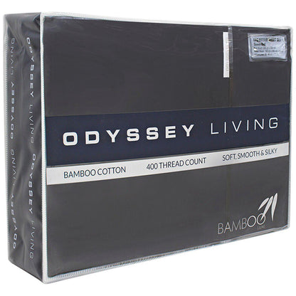 Odyssey Living 400 Thread Count Bamboo 4 Piece Sheet Set Queen Charcoal
