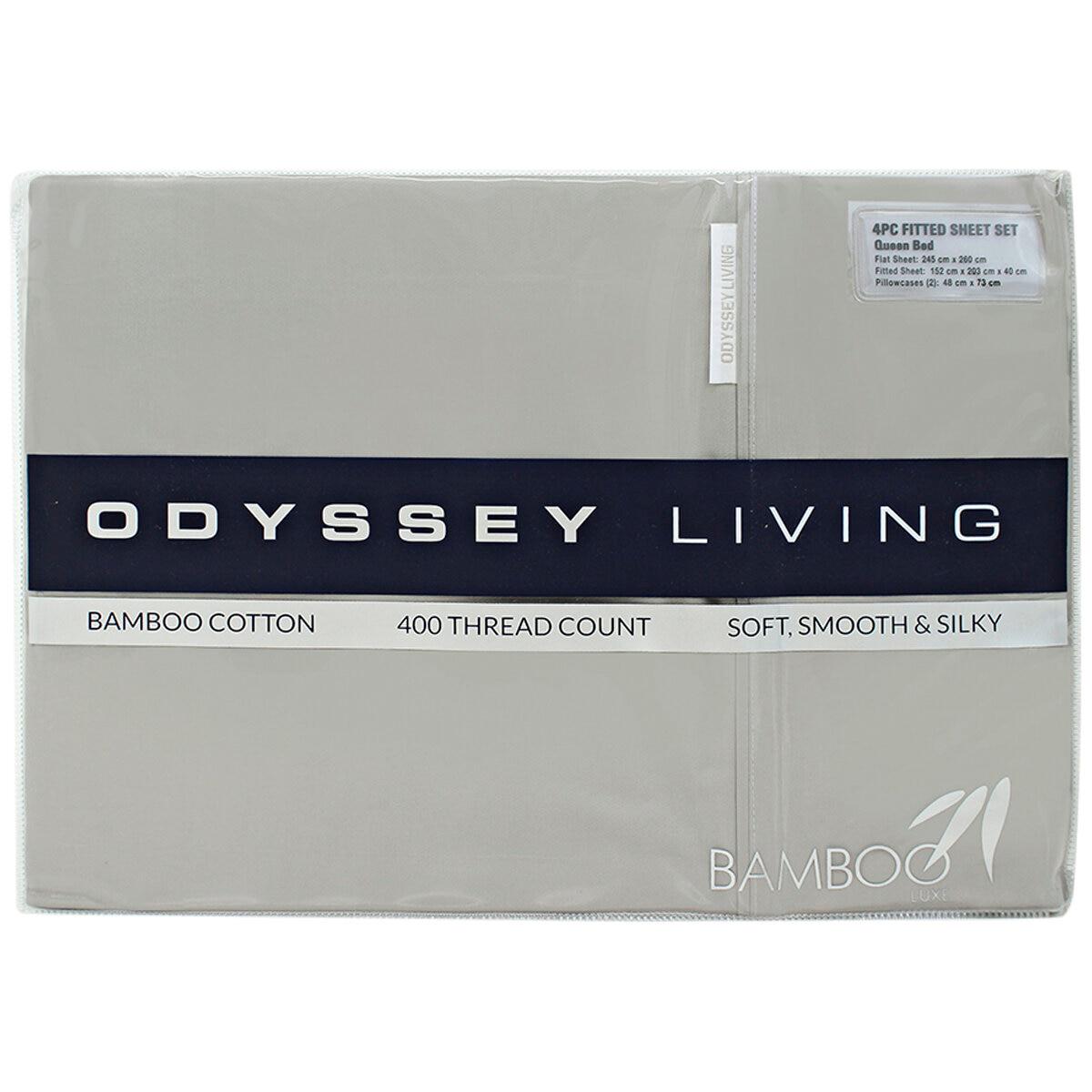 Odyssey Living 400Thread Count Bamboo 4 Piece Sheet Set Queen