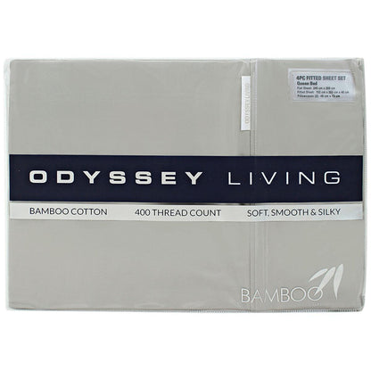 Odyssey Living 400 Thread Count Bamboo 4 Piece Sheet Set Queen White