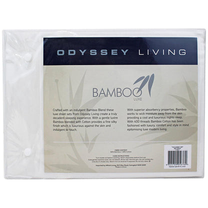 Odyssey Living 400 Thread Count Bamboo 4 Piece Sheet Set Queen White