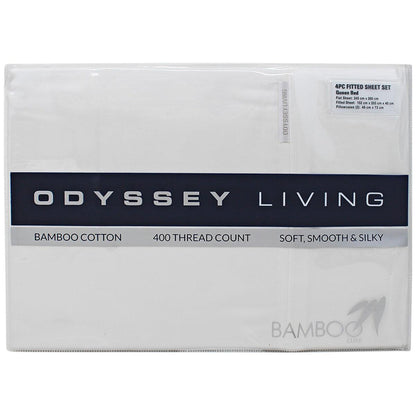 Odyssey Living 400Thread Count Bamboo 4 Piece Sheet Set Queen