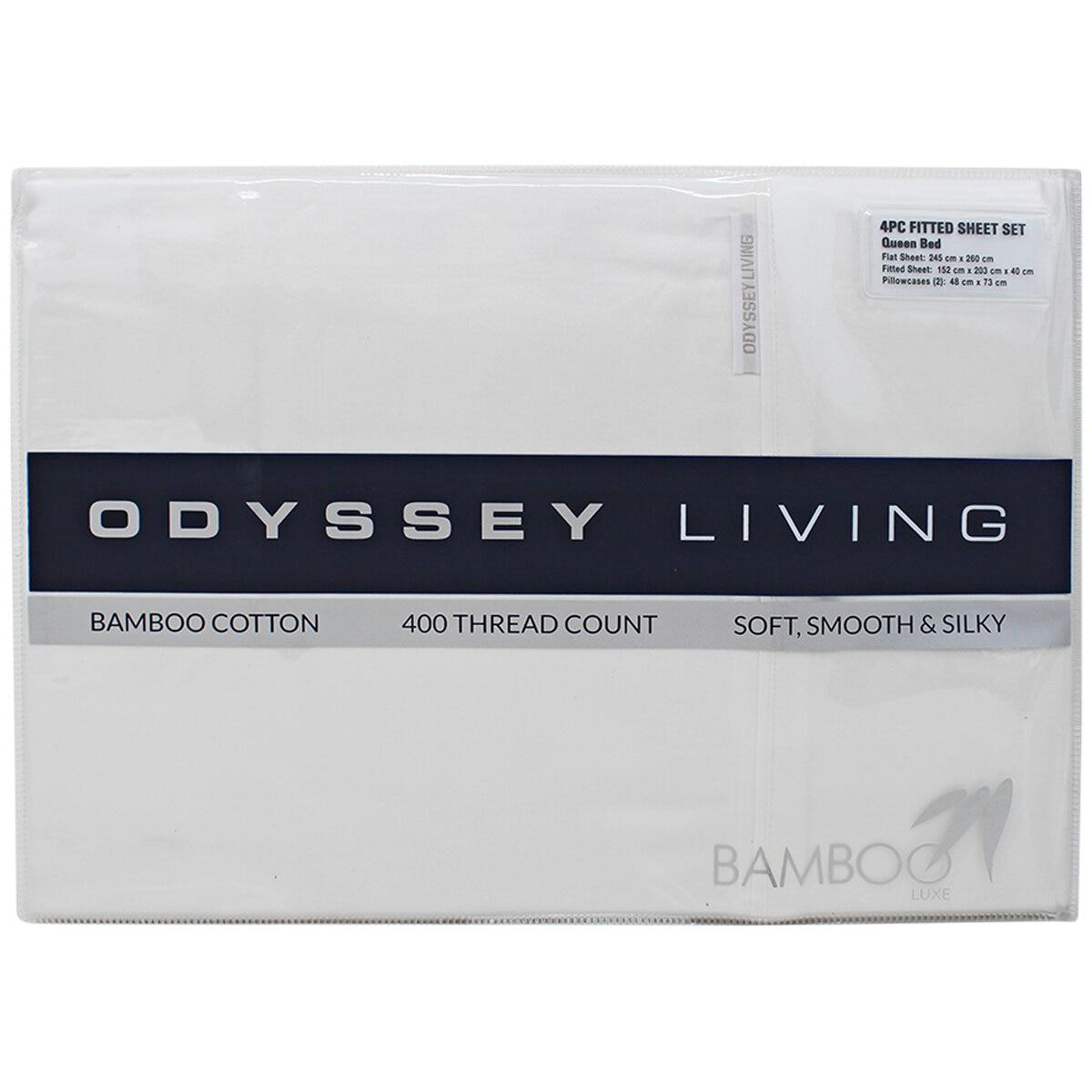 Odyssey Living 400 Thread Count Bamboo 4 Piece Sheet Set Queen Charcoal