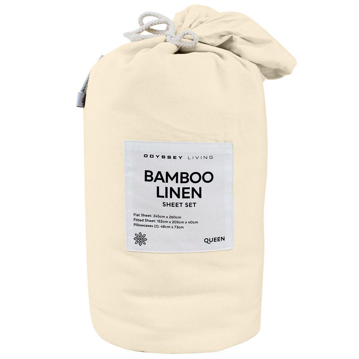 Odyssey Living Bamboo Linen Sheet Set 4 Piece Queen Natural