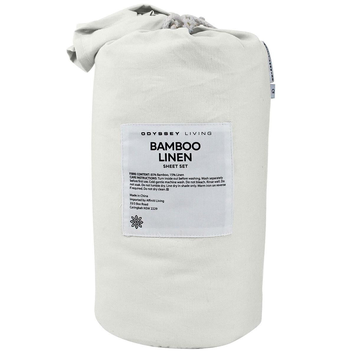 Odyssey Living Bamboo Linen Sheet Set 4 Piece Queen Silver