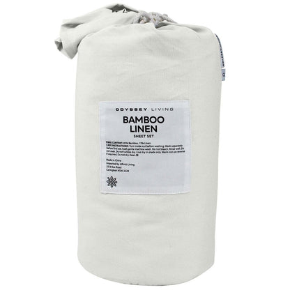 Odyssey Living Bamboo Linen Sheet Set 4 Piece Queen Silver