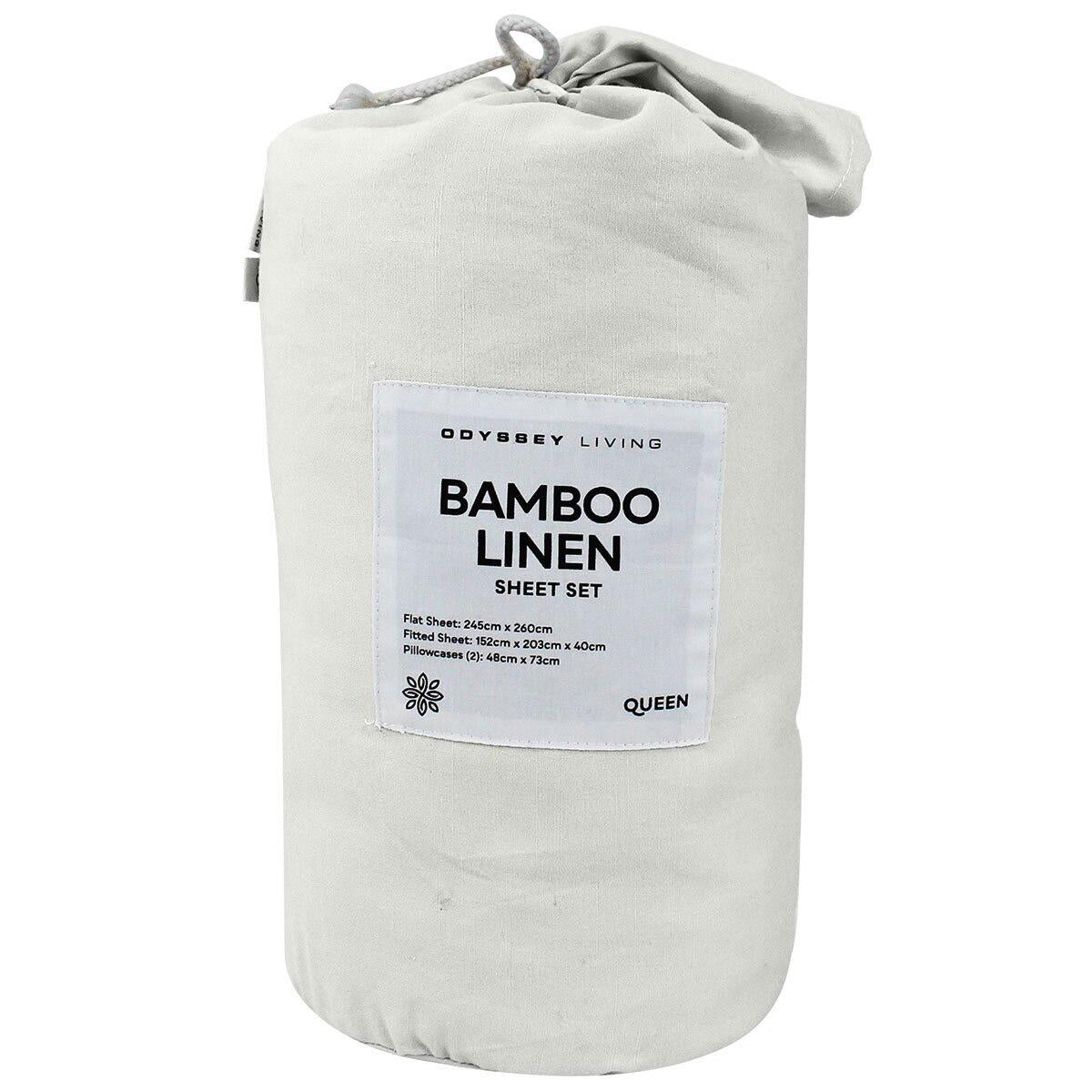 Odyssey Living Bamboo Linen Sheet Set 4 Piece Queen Silver