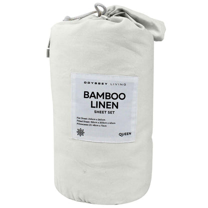 Odyssey Living Bamboo Linen Sheet Set 4 Piece Queen Silver