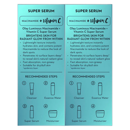 Olay Luminous Niacinamide And Vitamin C Super Serum 2 x 30ml