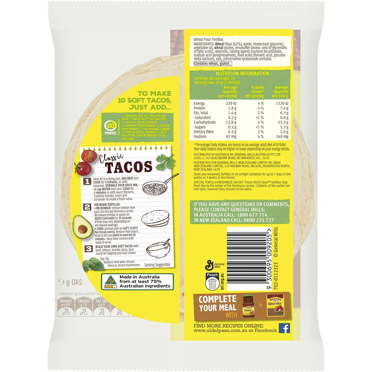 Old El Paso Mini Flour Tortilla Wraps 10 Pack
