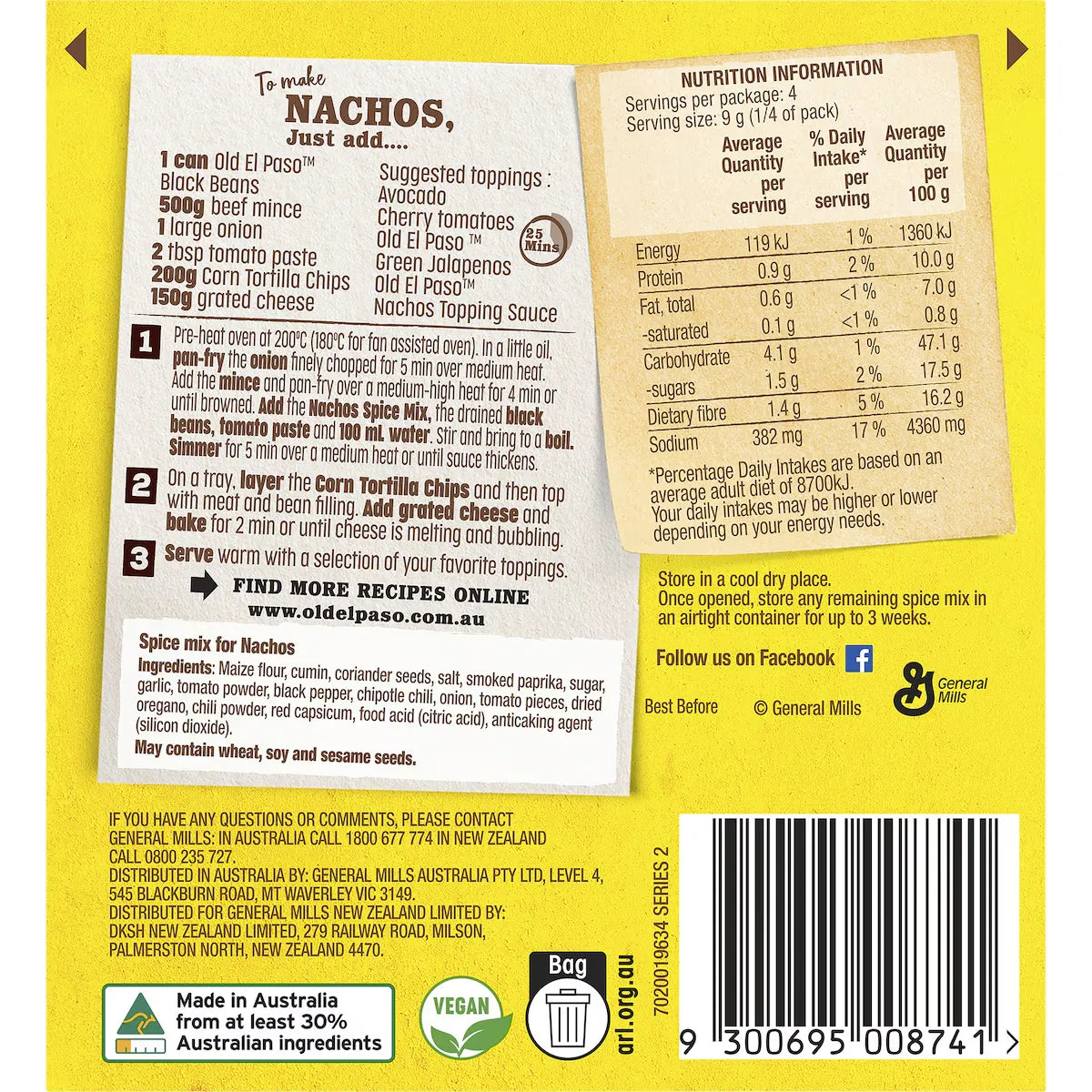 Old El Paso Nachos Spice Mix Mild 35g